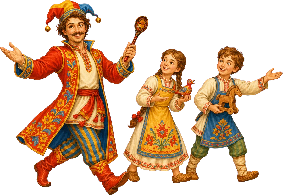 Скоморох приглашает в Город мастеров